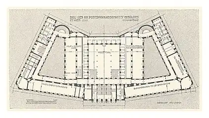 Ground floor plan of Austrian Postal Savings Bank