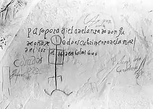 Inscription by Juan de Oñate in 1605. This is the oldest historical inscription at El Morro.