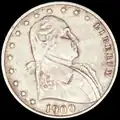 1909 obverse, with Washington facing right and "Liberty" following 13 stars
