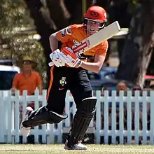 Mooney batting for Perth Scorchers during WBBL07