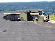 254&nbsp;mm 45 caliber model 1891 coastal gun on Durlacher mount in Kuivasaari. Manufactured by Obukhov in 1906, serial number 114.