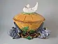 Tureen, 1870, coloured glazes, naturalistic style.