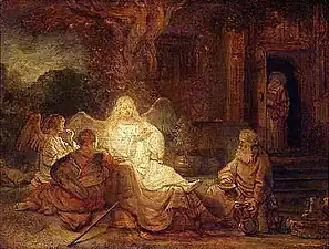 Abraham with three angels, Rembrandt