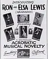 Advertising poster for acrobatic musical novelty show, starring Ron and Elsa Lewis c1938-1940.