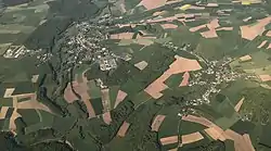 Aerial view of Redange, Eltz and Ospern