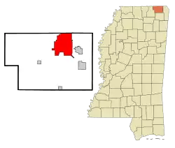 Location of Corinth, Mississippi