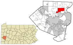 Location in Allegheny County and state of Pennsylvania