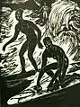 Wood block print Surfriders, Honolulu, c.&nbsp;1915
