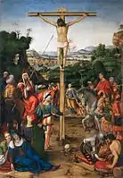 Christ on the Cross, 1503 - oil on wood; H. 111.5&nbsp;cm, W. 77&nbsp;cm, Louvre