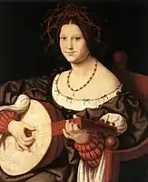 Woman playing the lute, c. 1510 - oil on canvas; H. 62,6&nbsp;cm, W.49,5&nbsp;cm, National Gallery of Ancient Art