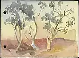 Outback landscape with trees.