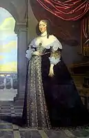 Anne of Austria, a month before the birth of Louis XIV in 1638.  Anne stands next to her mother in the previous picture.