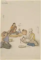 Villagers Grinding Corn, a folio from the Fraser Album, Art Institute of Chicago