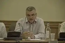 Sarafian at a meeting on Turkish politics in the UK parliament