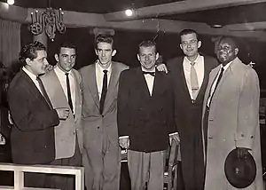 From left: Chris Gage, Louis Bellson, Stan "Cuddles" Johnson, Tony Gage, Fraser MacPherson, Harry Carney (Photo from the Fraser MacPherson estate)