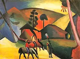 August Macke: Indianer auf Pferden today Lenbachhaus, Munich