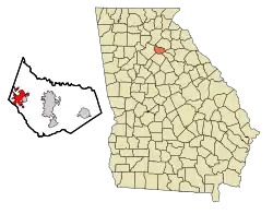 Location in Barrow County and the state of Georgia