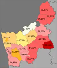 Belarusians in the region&nbsp;&nbsp;>90%&nbsp;&nbsp;80–90%&nbsp;&nbsp;70–80%&nbsp;&nbsp;60–70%&nbsp;&nbsp;50–60%&nbsp;&nbsp;40–50%&nbsp;&nbsp;<40%