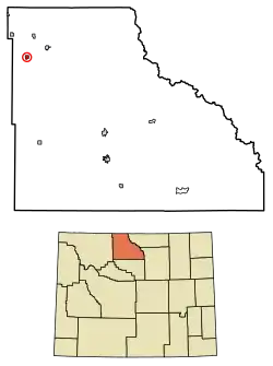 Location of Byron in Big Horn County, Wyoming.