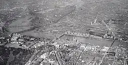 B&W photo of Westminster from the air