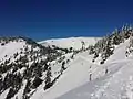 Snowshoe trail with Hurricane Hill in the background