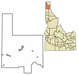 Location of Hope in Bonner County, Idaho.
