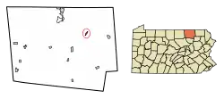 Location of Rome in Bradford County, Pennsylvania.