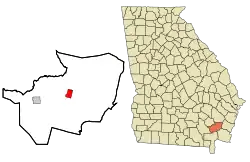 Location in Brantley County and the state of Georgia