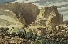 Paul Huet, Fontaine de Vaucluse, ca. 1839, watercolor, 28.9 × 44.5&nbsp;cm. Brooklyn Museum