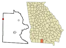Location in Brooks County, Thomas County and the state of Georgia