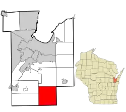 Location in Brown County and the state of Wisconsin.