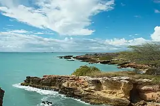 Limestone cliff formations near Playa Sucia.