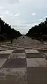 The long walkway from the Shrine's flag pole to the obelisk.