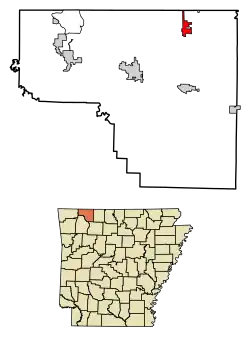 Location of Oak Grove in Carroll County, Arkansas.
