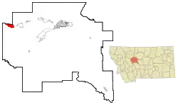 Location of Simms, Montana