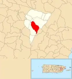 Location of Ceiba Sur within the municipality of Juncos shown in red