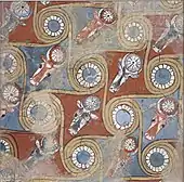 Ceiling painting from the palace of Amenhotep III; circa 1390–1353 BC; dried mud, mud plaster and paint Gesso; 140 x 140&nbsp;cm; Metropolitan Museum of Art