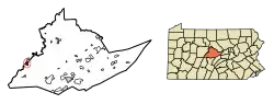 Location of Philipsburg in Centre County, Pennsylvania.