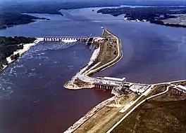 Millers Ferry Lock and Dam on the Alabama River in Wilcox County, approximately 9.5 miles (15.3&nbsp;km) northwest of Camden