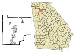 Location in Cherokee County and the state of Georgia
