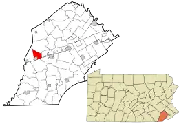 Location in Chester County and the state of Pennsylvania.