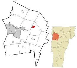 Location in Chittenden County and the state of Vermont.