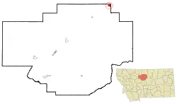 Location of Boneau, Montana