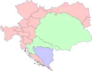 Territory of the Kingdom of Hungary and the Kingdom of Croatia-Slavonia in green