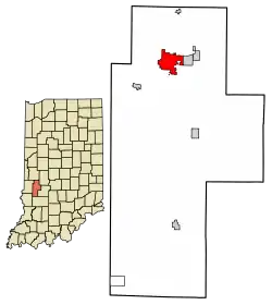 Location of Brazil in Clay County, Indiana.