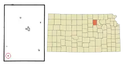 Location within Clay County and Kansas