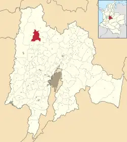 Location of the municipality and town inside Cundinamarca Department of Colombia