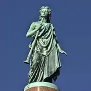 Angel of the Resurrection (1864) atop Colt Monument, Cedar Hill Cemetery, Hartford, Connecticut.