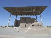 The Casa Grande Ruins are located at Ruins Drive in Coolidge, Az. Built by the Hohokam, the Casa Grande was abandoned around 1450&nbsp;CE. Written historic accounts of the Casa Grande begin with the journal entries of Padre Eusebio Francisco Kino when he visited the ruins in 1694. Listed in the National Register of Historic Places in 1966, and reference #66000192.