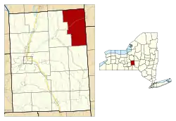 Location within Cortland County and New York